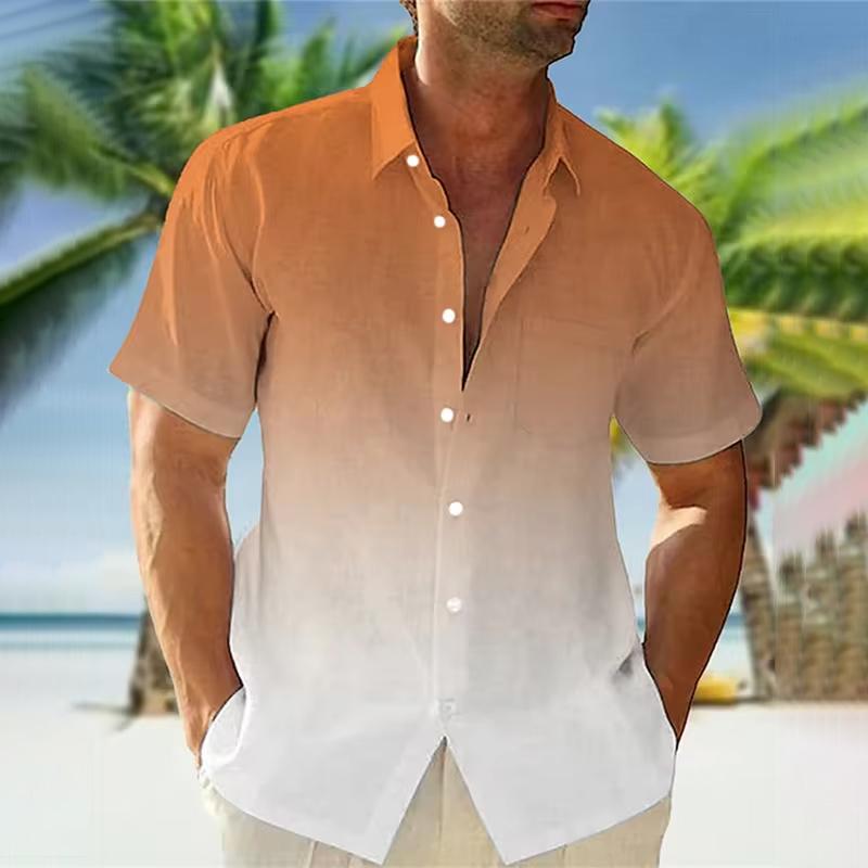 

Весна Лето Мужская Повседневная Рубашка В Полоску Мужская Одежда Модный Кардиган С Отворотом Рубашка Топы 5XL оранжевый