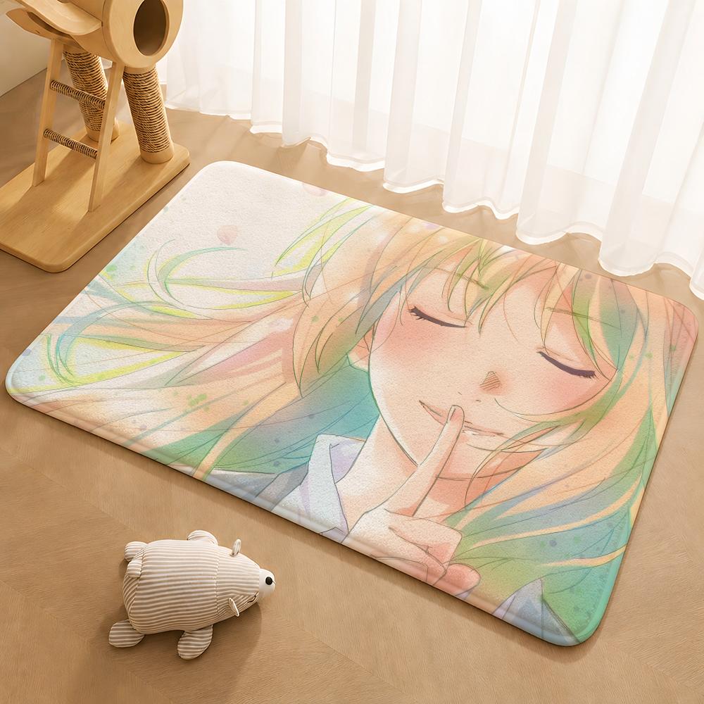 Your Lie In April Floor Mat Floor Mat Soft Flannel Non-Slip Door  Rug for Living Room