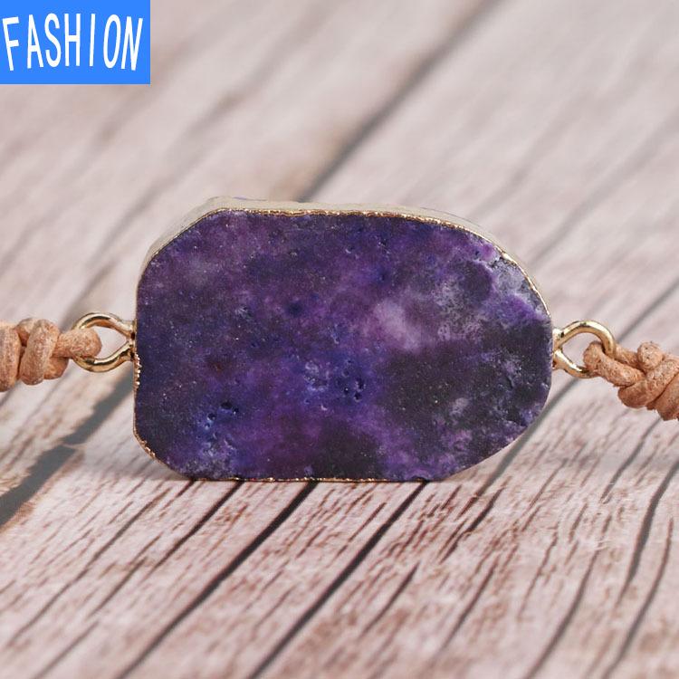Viacvrstvový náramok Náramok z prírodného kameňa Ametystový klaster 6 mm okrúhly ručne tkaný náramok na jogu Boho Life Tree