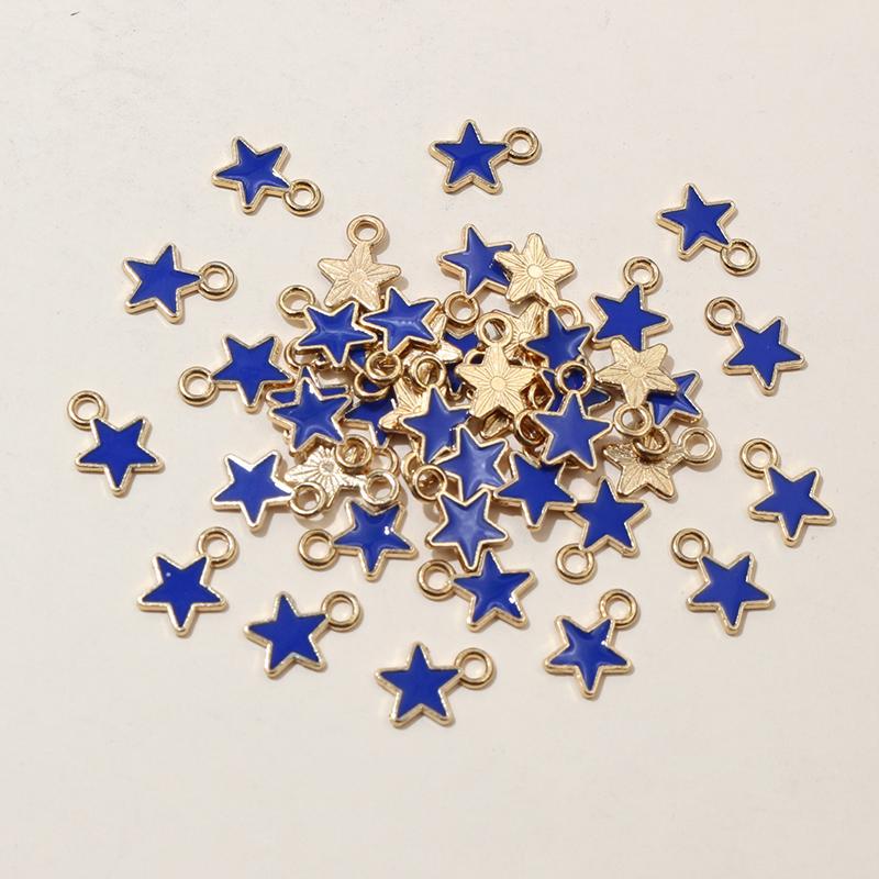 100pcs 6x8mm Enamel Small Stars Charms Pendant 9-colors Zinc Alloy Metal DIY Jewelry Making Accessories for Bracelet Necklace