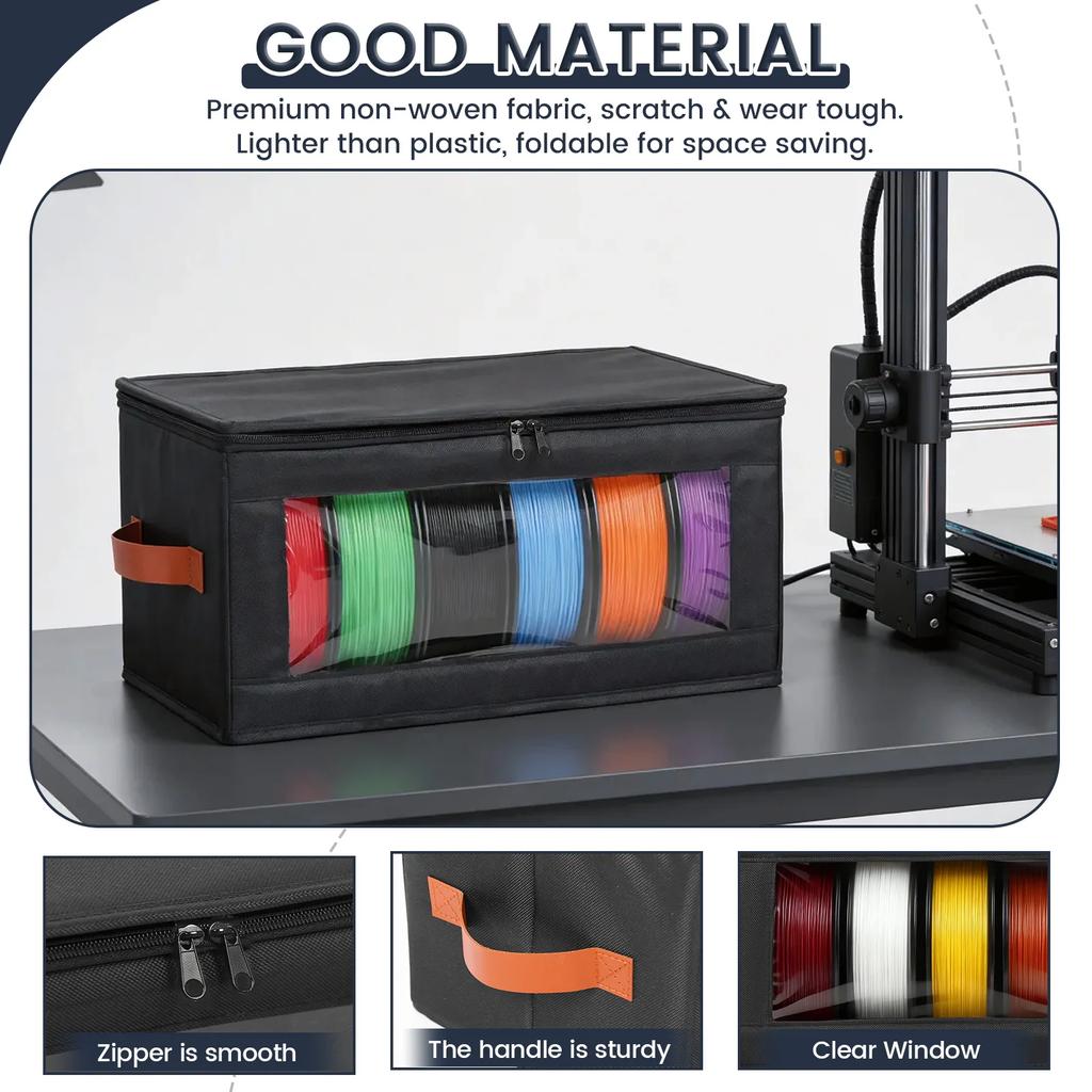 4Pcs Filament Storage Box Large Capacity 3D Printer Filament Storage Container with Clear Windows Tool Accessories Organizer