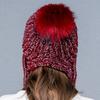 Women Winter Warm Knitted Cap Fleeced Earmuffs Cap with Cute Plush Balls
