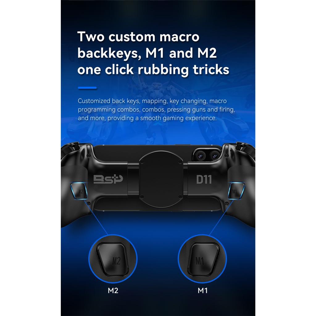 Wireless mobile game controller D11, expandable, with Hall triggers, compatible with tablet devices, supports tablet switching