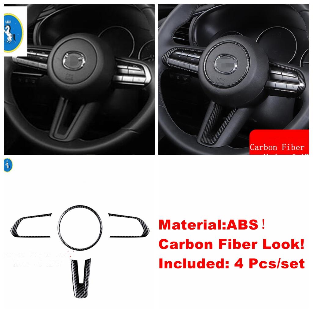 Car Steering Wheel Gear Shift Button Frame Cover Trim Fit For Mazda CX-50   2024 Red / Carbon Fiber Interior Accessories