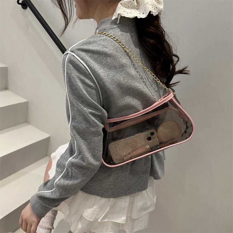 Fashion transparent handbag summer new chain trend shoulder bag casual niche underarm bag women