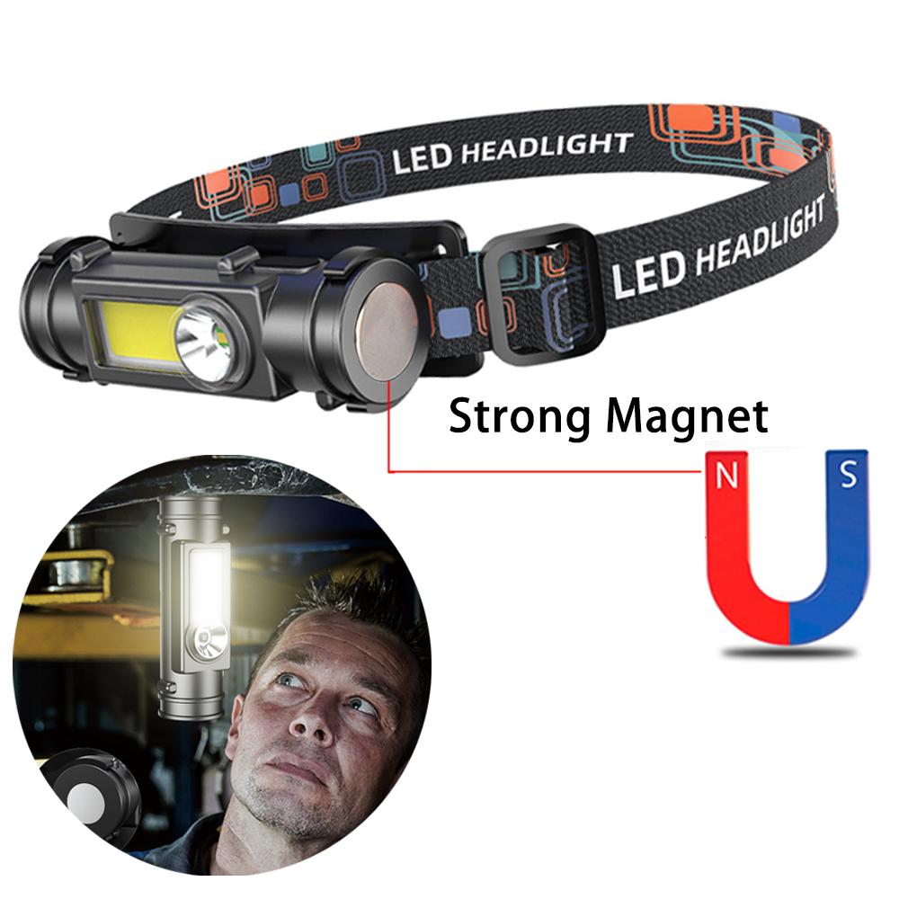 Portable LED Headlamp Built In 18650 Battery Headlight Outdoor Fishing Head Lamp Strong Light Flashlight USB Rechargeable Torch