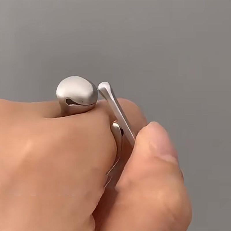 2Pcs Simple Adjustable Wooden Fish Merit +1 Ring For Women Stress Relief Opening Finger Ring