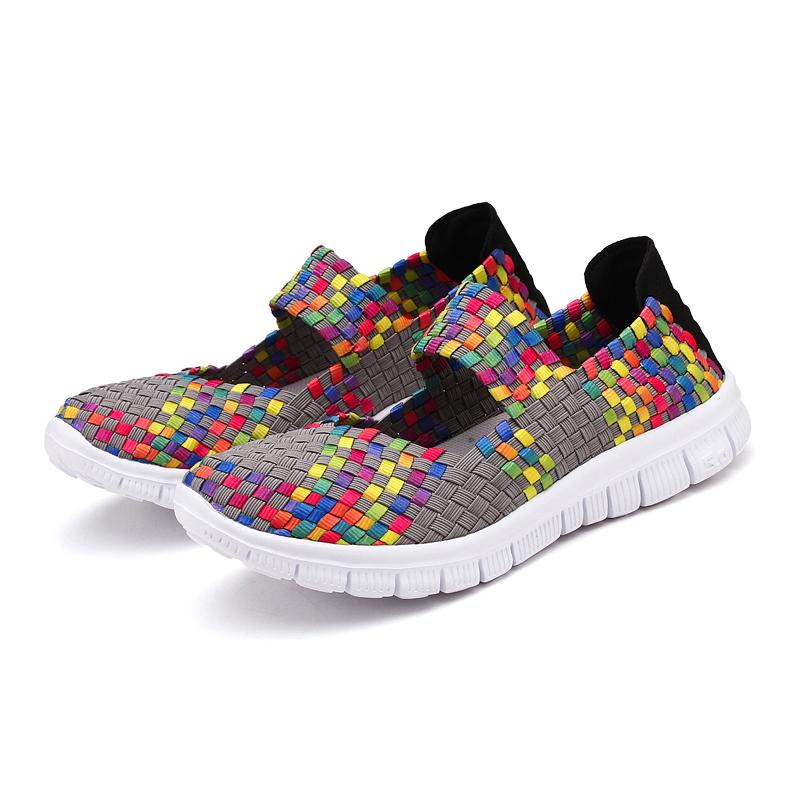 Lässige, atmungsaktive, gestrickte Mesh-Stoff-Tanz-Sneaker-Schuhe für Damen 42