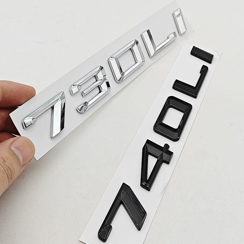 3D ABS Chrome Black Car Letters Logo 730Li 740Li Emblem Sticker Rear Trunk Badge For BMW 7 Series 730Li 740Li  Auto Accessories