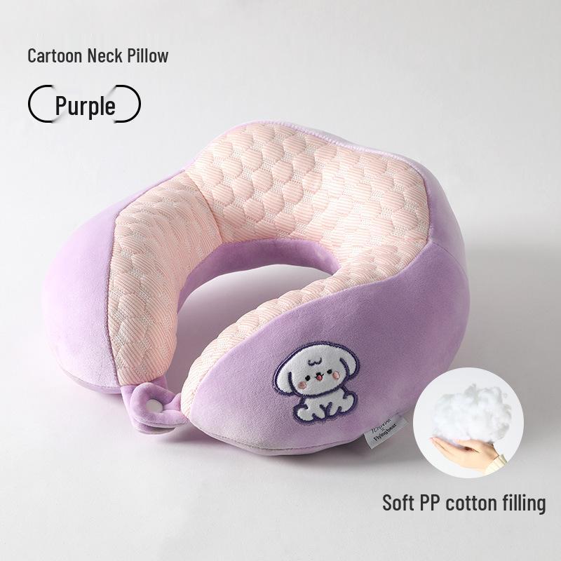 U-Shaped Cartoon Neck Pillow: Cute Embroidered Travel Pillow with Parent-Child Support