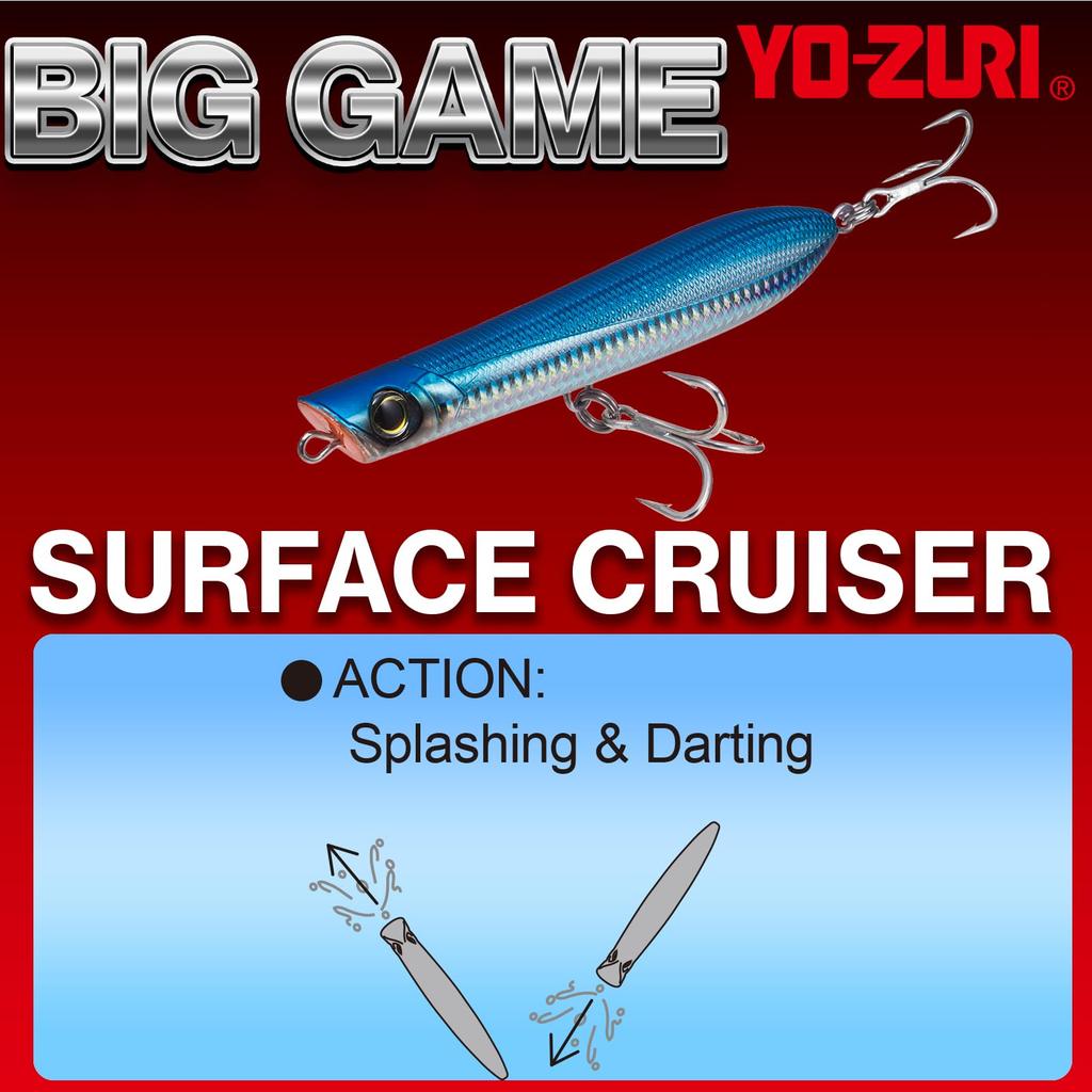 BIG GAME Surface Cruiser Pencil Holo CHB YO-ZURI Bait, 45g, 150mm, Blue,