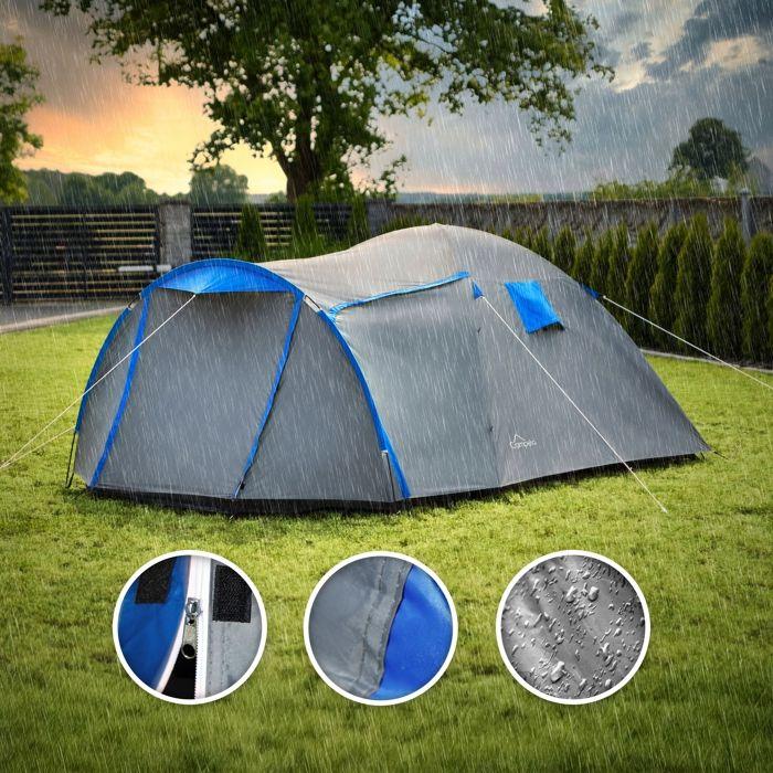 Tente Dôme Familiale 4 Personnes Avec Auvent, Imperméable 3000 Mm, Campela Tropical 4 (CA0013GRY)