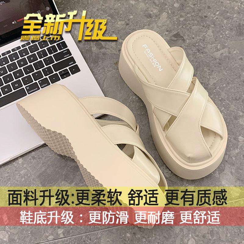 High-end bag head half slippers women's 2025 new summer fashion sandals versatile muffin thick-soled cool slippers