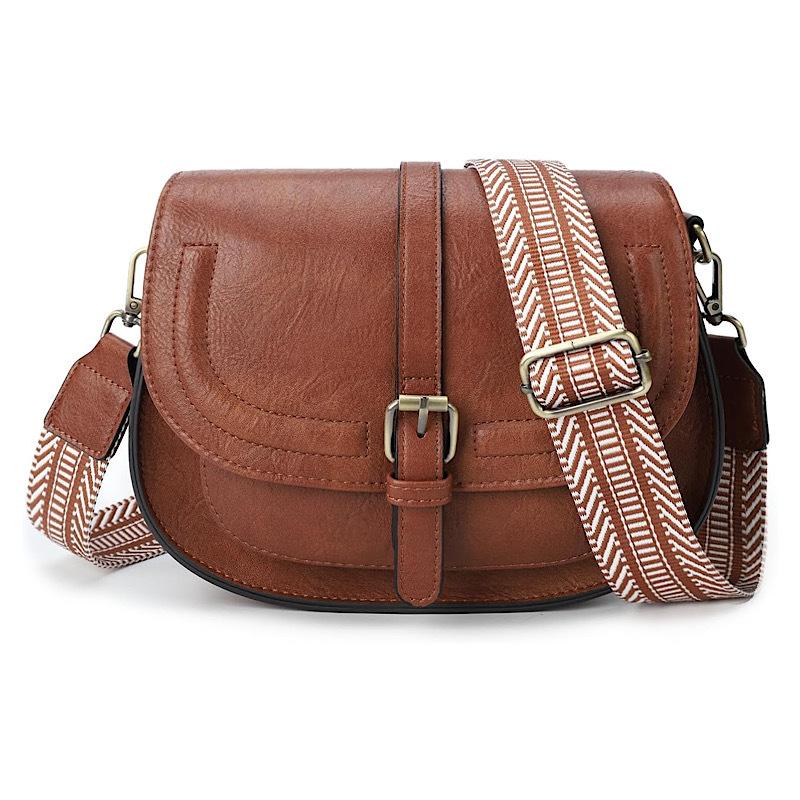Hot-selling Hong Kong Style Retro Saddle Bag Women's Shoulder Messenger Bag European and American Versatile Women's Semi-round Bag Women