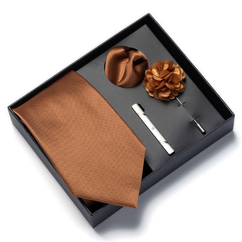 Men’s Luxury Solid Color Tie Gift Set - 4-Piece Formal Suit and Wedding Accessories