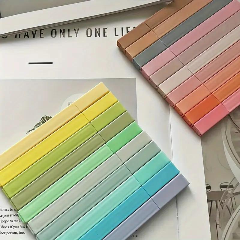 Pastel Morandi Square Highlighter Markers, Aesthetic Chisel Tip Highlighter Marker Pens No Bleed & No Smear for Highlighting