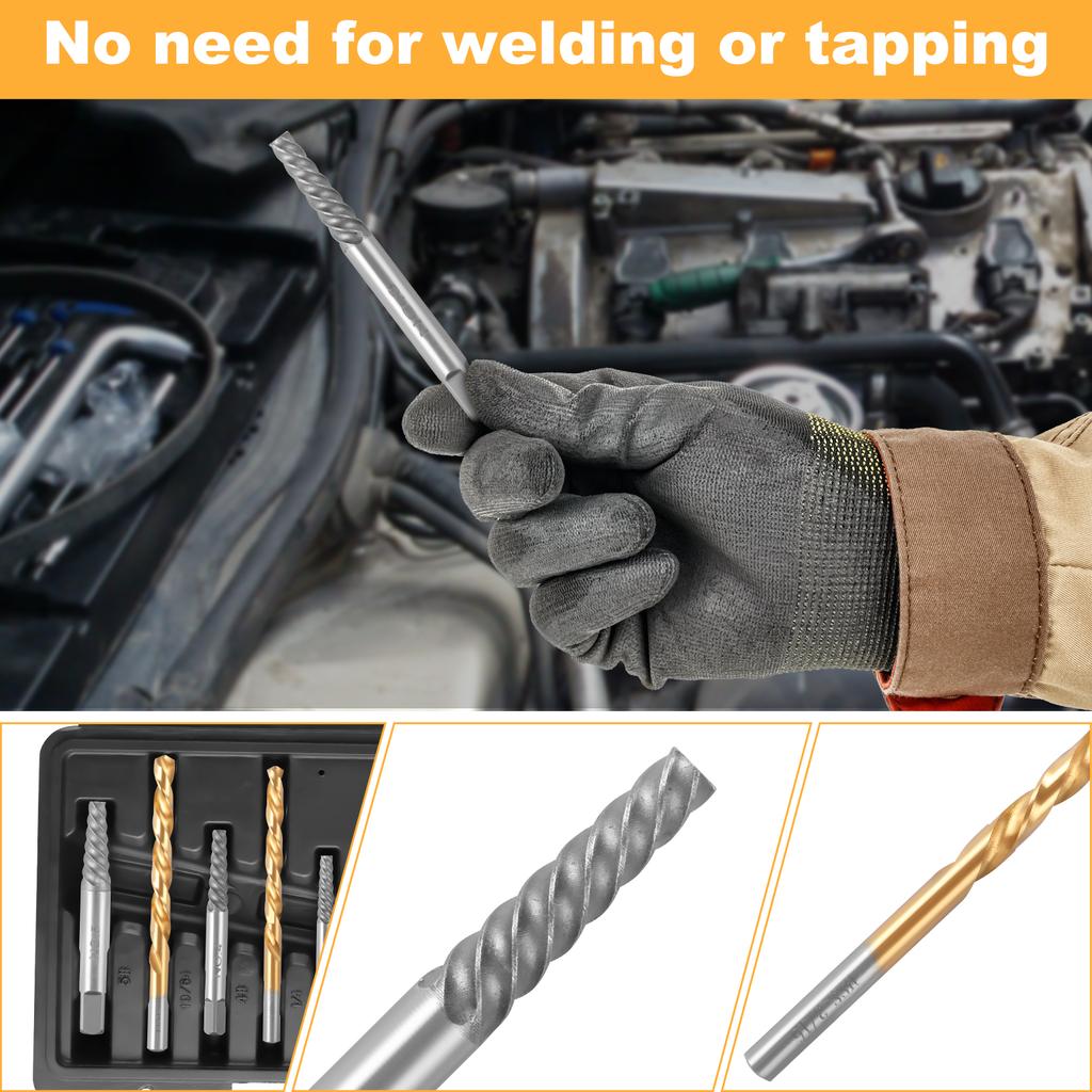 Zestaw 10/14 szt. Wykrętaków do śrub HSS Precyzyjna Kontrola Łatwe Wykręcanie Stal HSS Wiertło Lewoskrętne do Usuwania Uszkodzonych Złamanych Nakrętek, Śrub