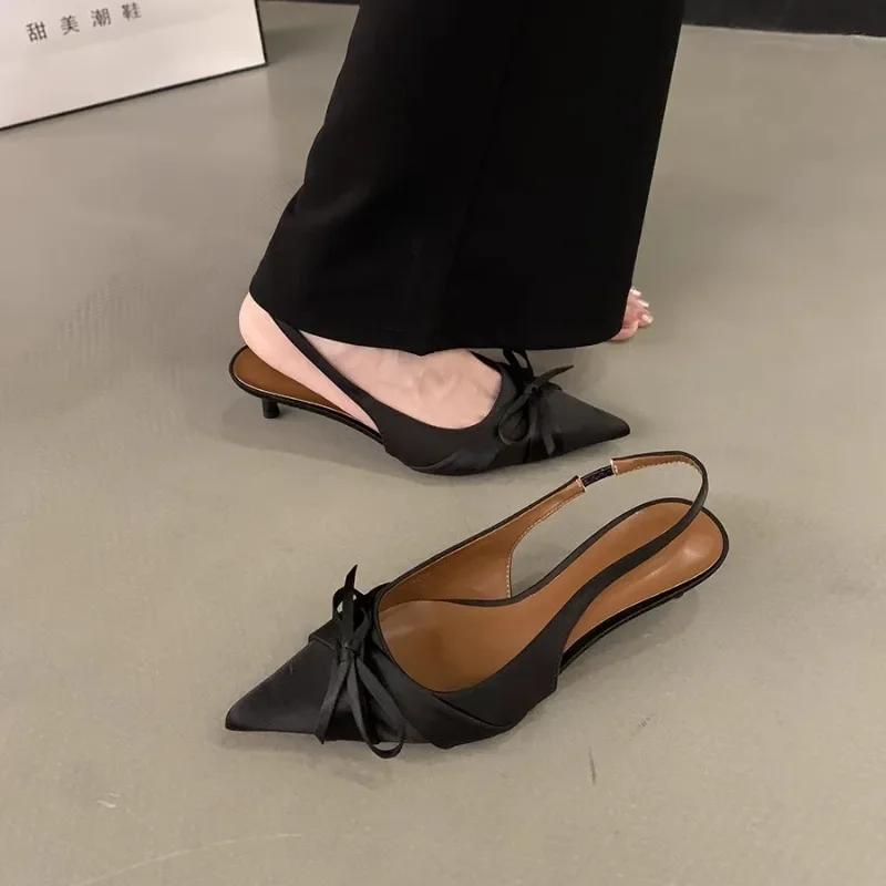 2025 women's summer new simple solid color fashion pointed high heels PU leather  designer outdoor banquet women's sandals