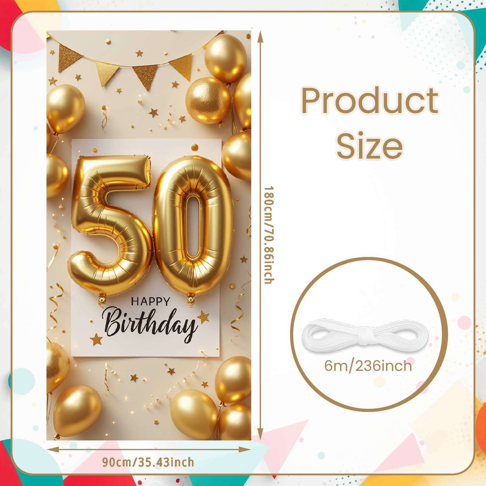 

50th Birthday Background Black Script Font Adult Birthday Banner 50th Birthday Display 50 Digit Balloon For Indoor Party