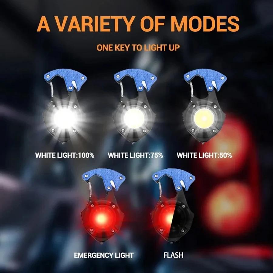 Multi- Portable LED Flashlight,Magnetic Handheld Torch,Emergency Hammer,Bottle Opener,Hook,Camping,Hiking,Riding,Emergency Light