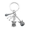 Antique Silver Music Cassette & Saxophone Keychain with Creative Design
