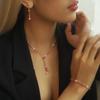 4PC Women's Fashion Copper Claw Chain Minimalist Necklace Earrings Bracelet Zircon Set Party Festival Gift