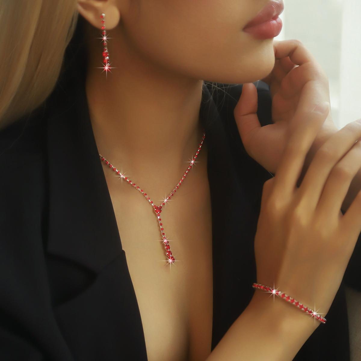 

Super Sparkling Exquisite Necklace, Earrings, Bracelet Set Suitable for Festival Parties, Spicy Girls, KTV Dressing Accessories