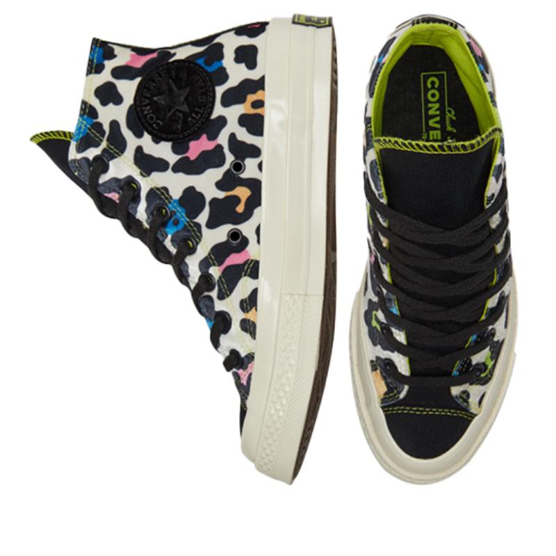 Converse Anni '70 Chuck Taylor All Star Stampa Leopardo Tendenza Scarpe Alte Espadrillas Donna Colore Bianco e Nero