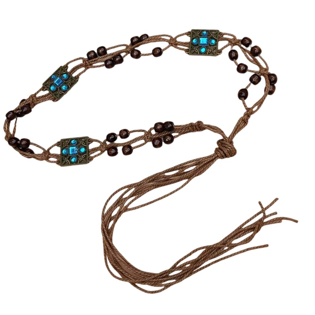 Tassels Wax Rope Belt Bohemian Woven Waist Chain Ethnic Waist Rope Belt For Women Dress Beach Music Festival Accessory