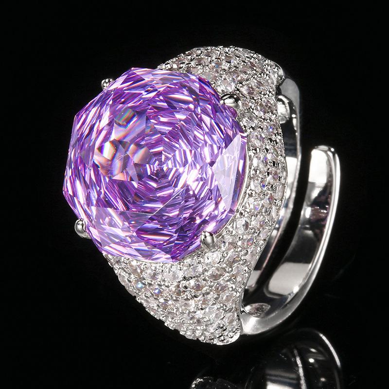 Jewelry Copper Bottom Gold-Plated Imitation Rose Cut Para Green Retro Ring Main Stone 14Mm