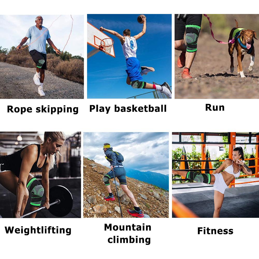 Joelheiras esportivas pressurizadas elásticas, suporte para joelho, fitness, basquete, vôlei, protetor de articulações, 1 ou 2 peças