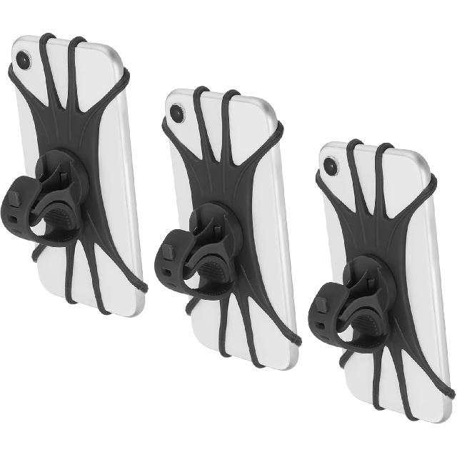 PATIKIL 3Pcs Bike Phone Mount, 360° Rotation Silicone Motorcycle Phone Holder for 3"- 6.5" Phones Adjustable Phone Mount for Motorcycle Bicycle