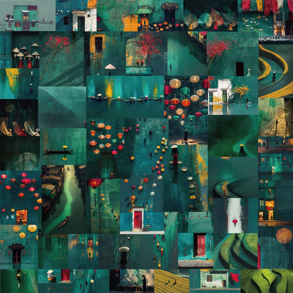 

50 шт. Летний пейзаж во Вьетнаме Наклейка Ностальгия Мультяшный Мотоцикл Водонепроницаемый Ноутбук Багаж Граффити Наклейки на Телефон Стену