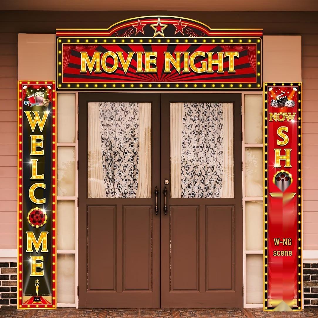 

Alien Movie Night Porch Decorations - Family Viewing Party Banners 68x180cm+180x30cm