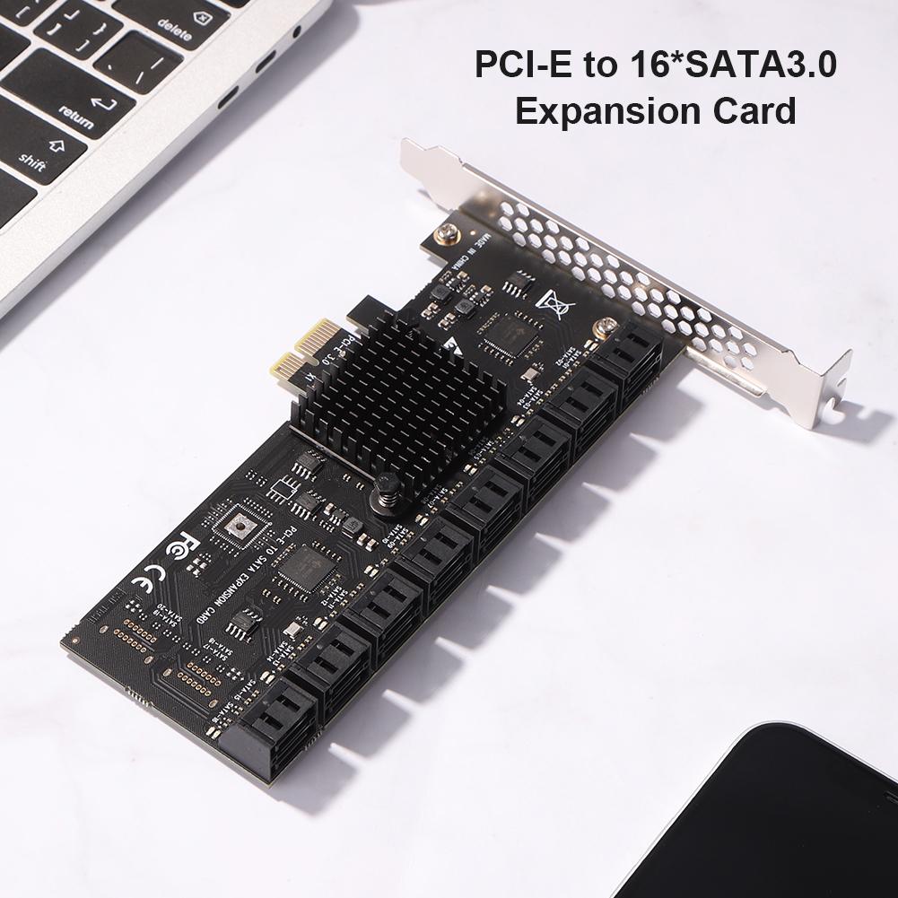 Expansion Card Port PCIE Expansion Card PCIE Adapter 16 Port 6Gbps PCI-Express X1 to SATA 3.0 Expansion Card