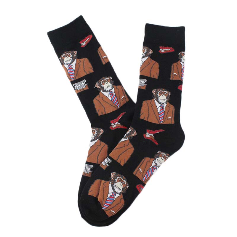 Happy Cool Harajuku Crew Mens Socks Hip Hop Street Big Size Funny Socks Men Skateboard Painting Calcetines Homme Divertidos Sox