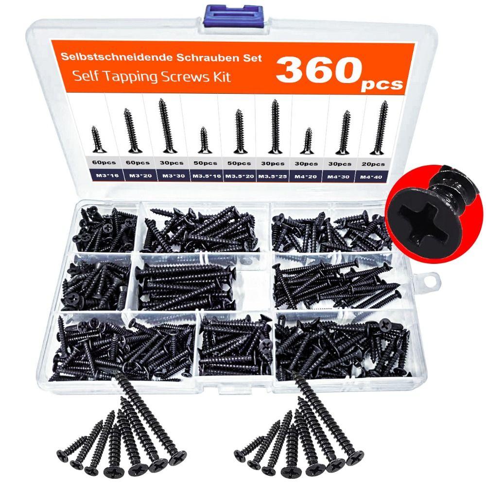 360 PCS Carbon Steel Deck Screws M 3.5 Wood Screws Countersunk Flooring Nails  Woodworking