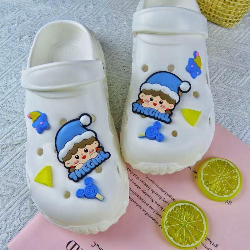 Versatile Cute Cartoon Girl Shoe and Phone Decorations - DIY Removable Flower Uppers
