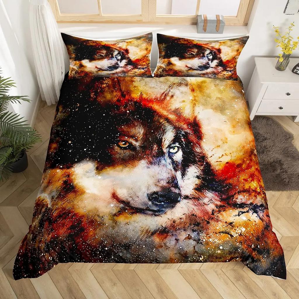 Ice And Fire Riding Horse Duvet Cover Set King SizeFlame Horsing Bedding SetWestern Cowboy Exotic Farmhouse Comforter Cover