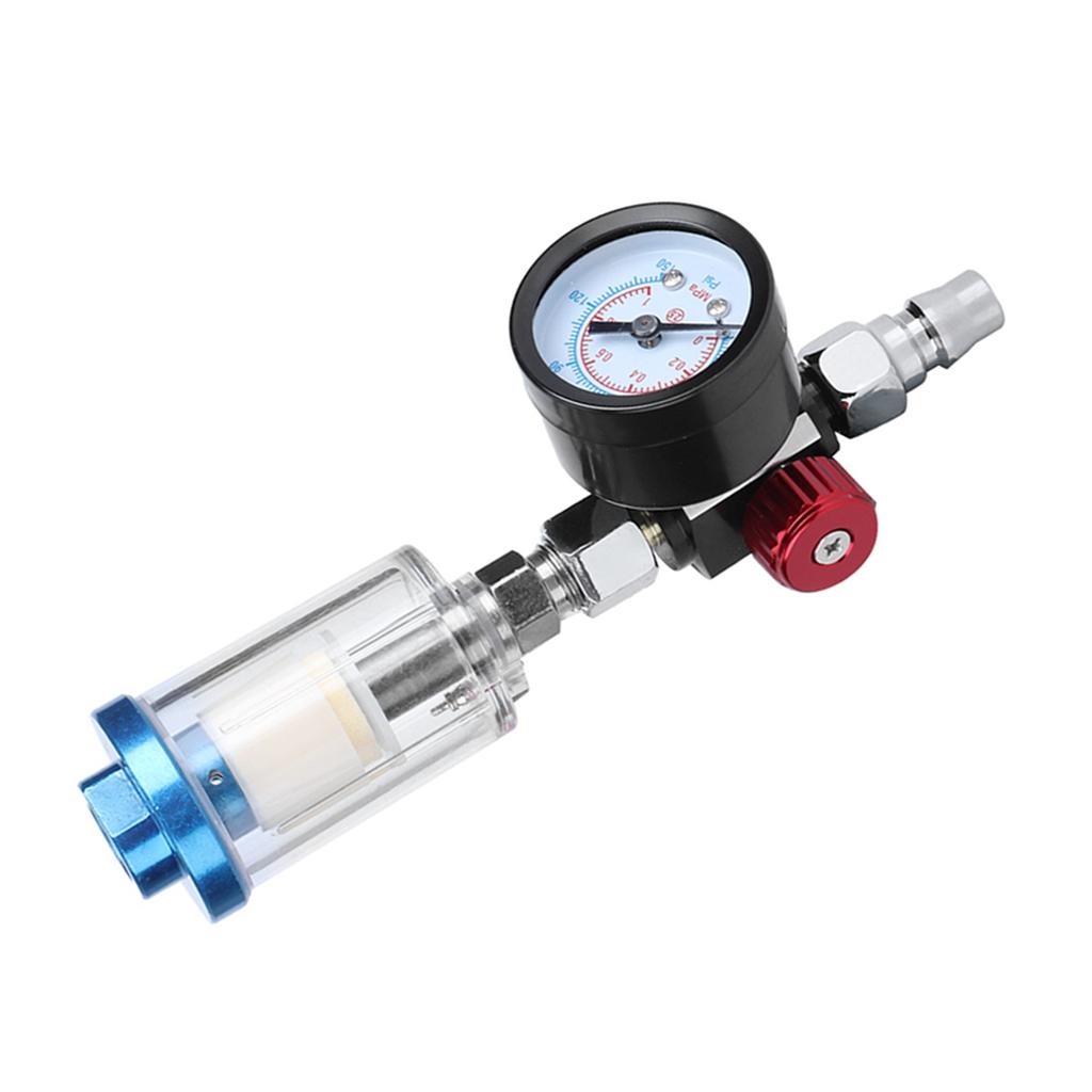 Pneumatic Spray Gun Air Pressure Regulator Gauge In Line Oil Water Trap Filter Separator Kit