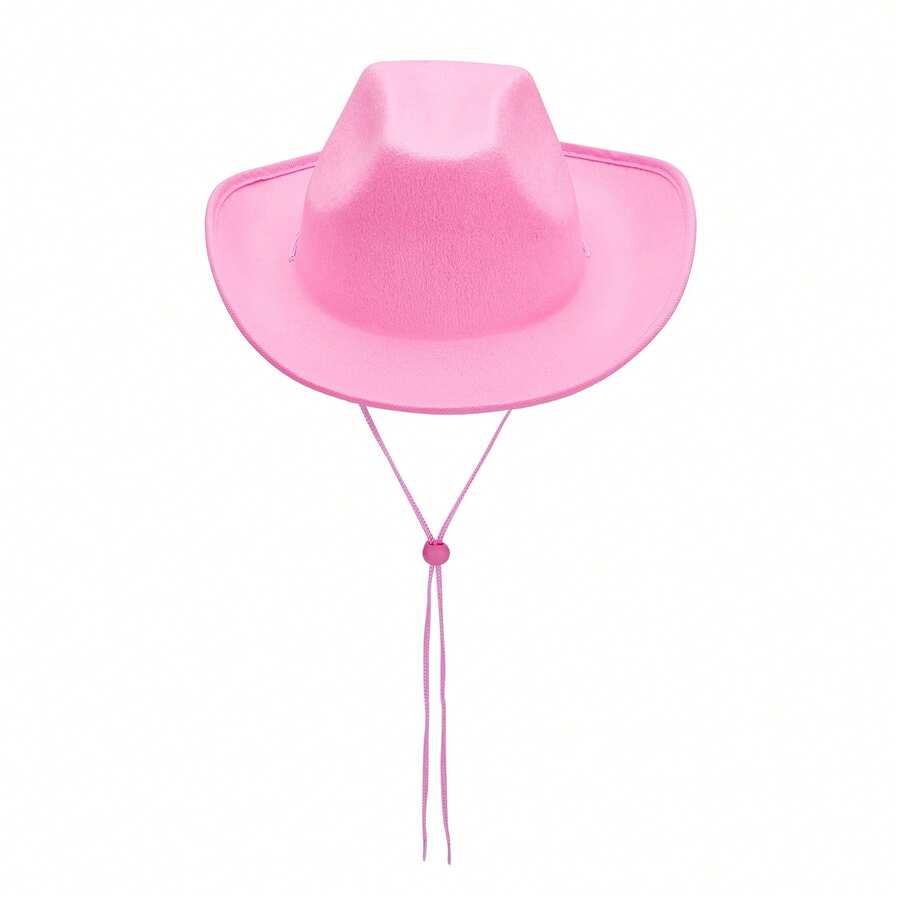 Adult Unisex Red Cowboy Hat Roll Up Brim Fedora Western Stage Performance Hat