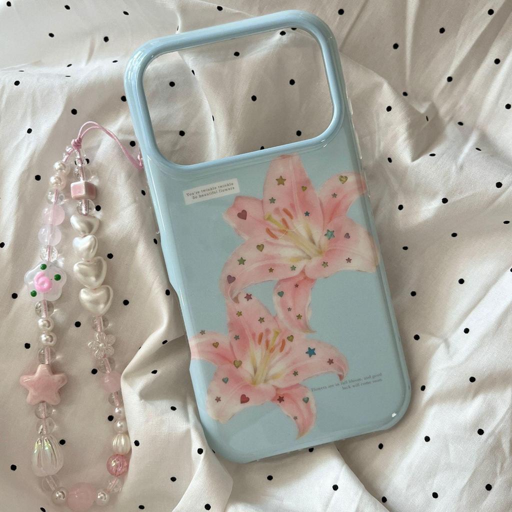 Fresh Pink Lily iPhone 17 Pro Max Case with Chain for New Models