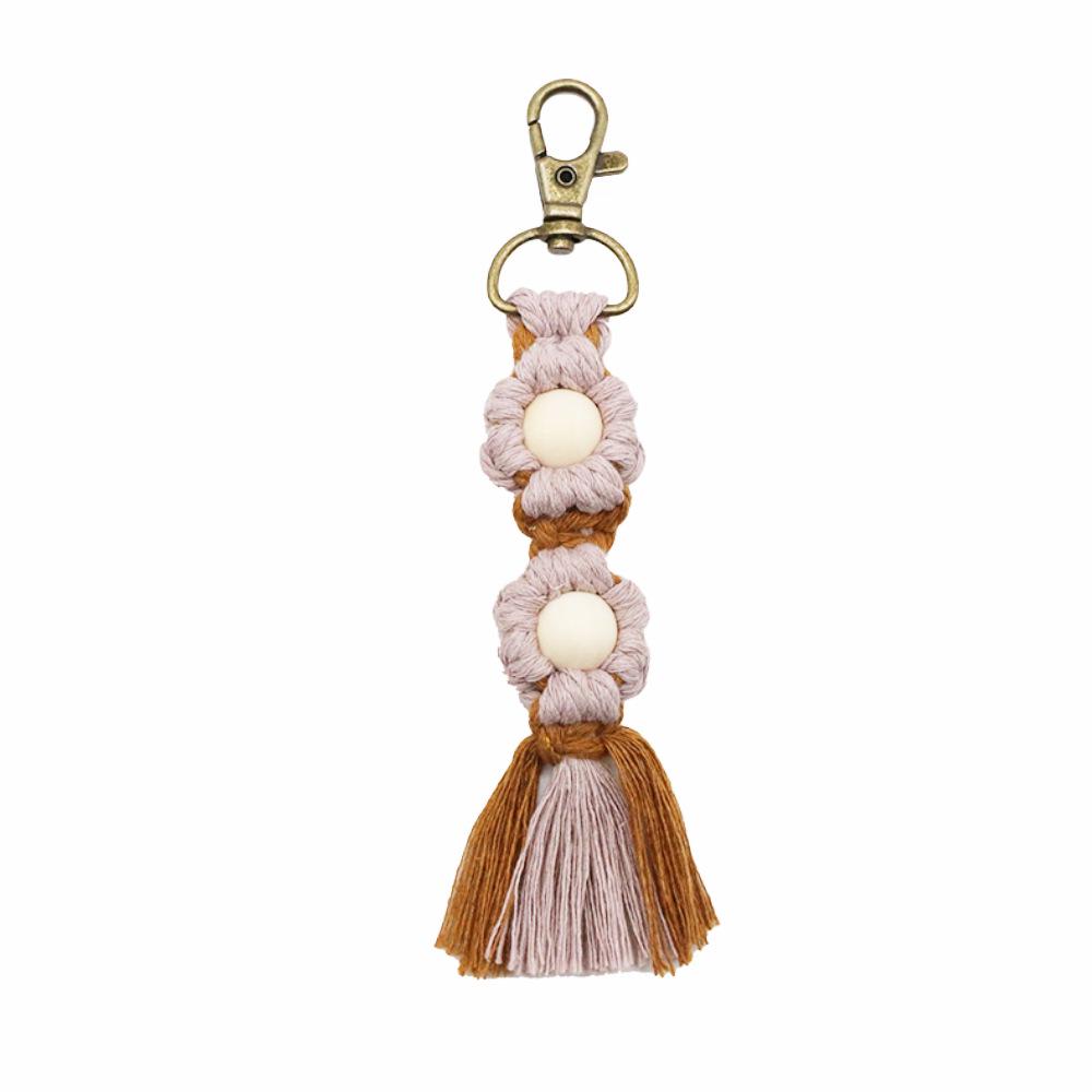 Hand-Woven Cotton Rope Flower Keychain Ornament