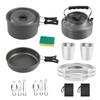 Oem Outdoor Camping Set Pot Plus Teapot Stainless Steel Cup Plate Meal Bag Set Portable Cookware