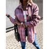 Women Fashion Long-sleeved Lapel Shirt Autumn and Winter Loose Casual Retro Plaid Long-sleeved Shirt Jacket