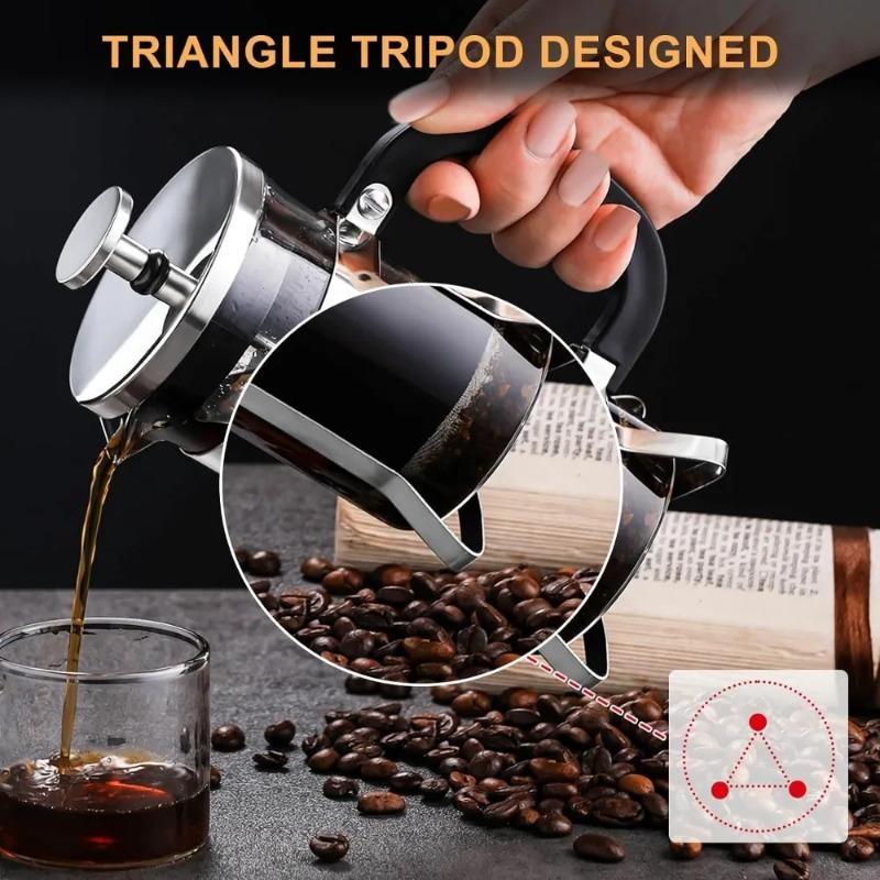 French Coffee Machine Coffee Press Filter Press Milk Frother Stainless Steel Bracket Heat-resistant Glass