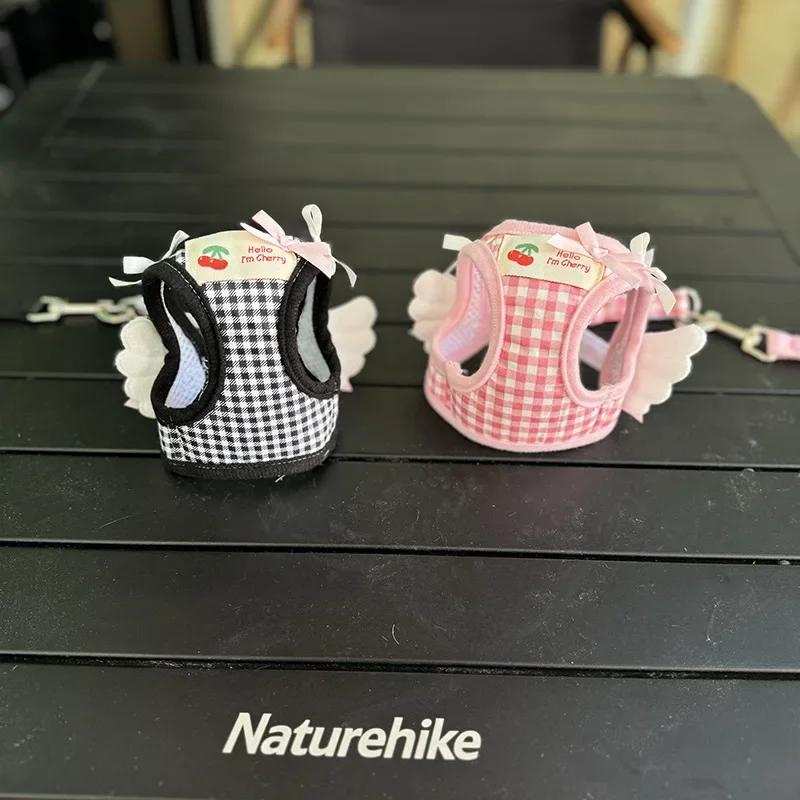 Cat Collars Pet Teddy Vs Panda Mimi Dog Walking Leash Chain and Small Puppy Outing Chest Strap Cute Chest Vest Cat Supplies