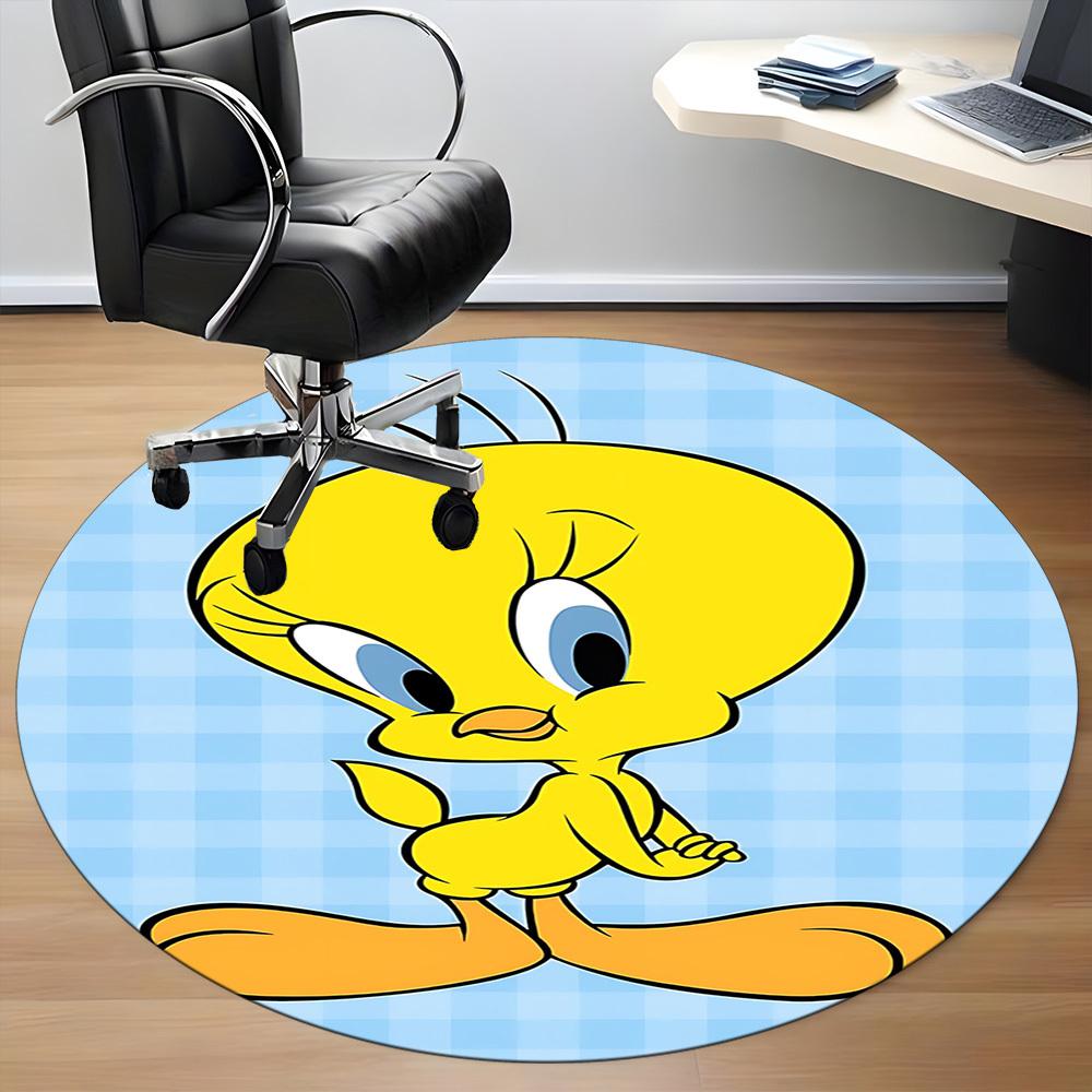 1pc Looney Tunes Tweety Bird Office Round Area Rug, Under Office Chairs Bedroom Living Room Home Decor A1022308