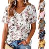 Women's V-Neck Short Sleeve Print Lightweight Blouse for Casual Summer Wear