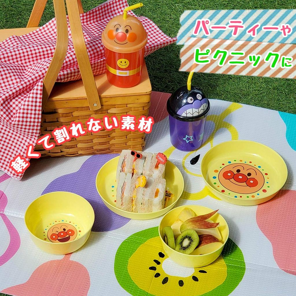 LEC Anpanman Plastic Light X 16 X and Boilable Plates, 2-Pack (16 3cm), Microwave, Dishwasher,